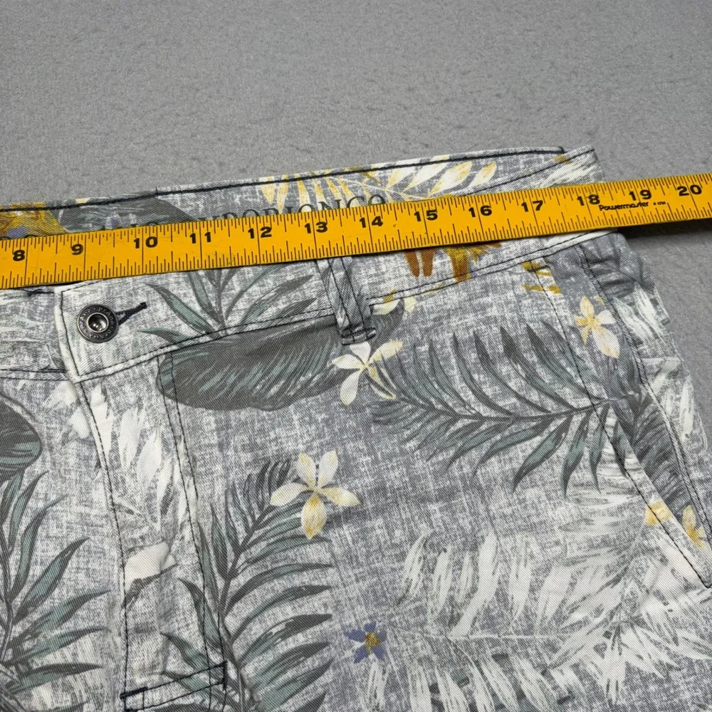 Prana Shorts Mens 34 Grey Tropical Floral Organic Cotton Stretch Flat Front